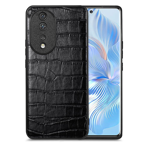 Soft Luxury Leather Snap On Case Cover S01D for Huawei Honor 80 5G Black