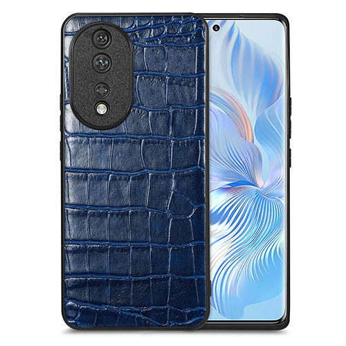 Soft Luxury Leather Snap On Case Cover S01D for Huawei Honor 80 5G Blue