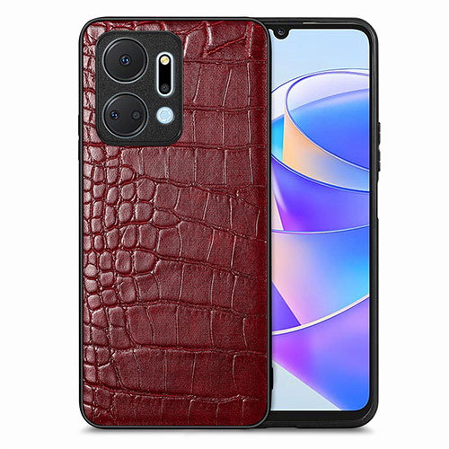 Soft Luxury Leather Snap On Case Cover S01D for Huawei Honor X7a Red