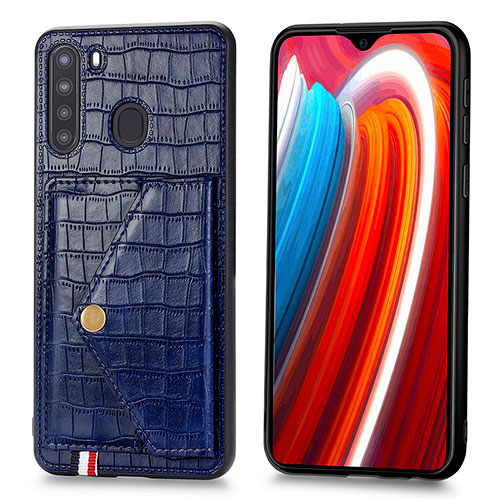 Soft Luxury Leather Snap On Case Cover S01D for Samsung Galaxy A21 Blue