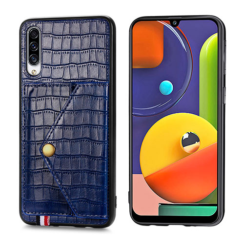 Soft Luxury Leather Snap On Case Cover S01D for Samsung Galaxy A30S Blue