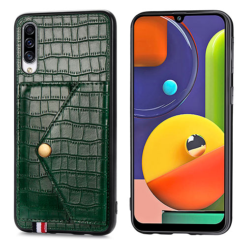 Soft Luxury Leather Snap On Case Cover S01D for Samsung Galaxy A30S Green