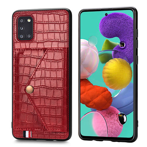 Soft Luxury Leather Snap On Case Cover S01D for Samsung Galaxy A31 Red