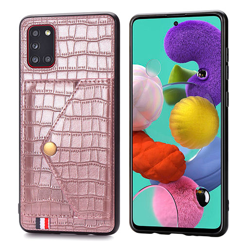 Soft Luxury Leather Snap On Case Cover S01D for Samsung Galaxy A31 Rose Gold