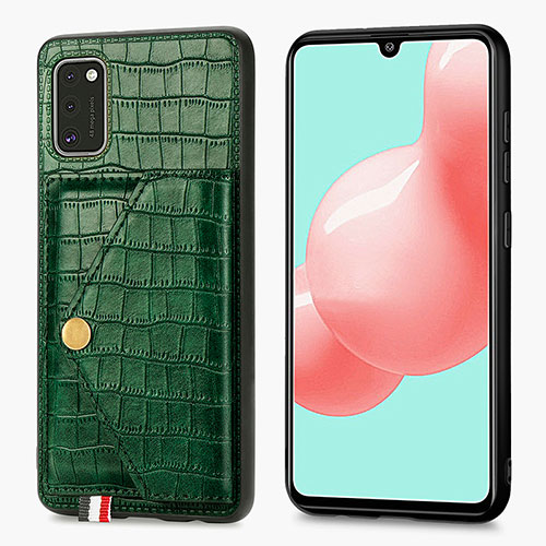 Soft Luxury Leather Snap On Case Cover S01D for Samsung Galaxy A41 Green