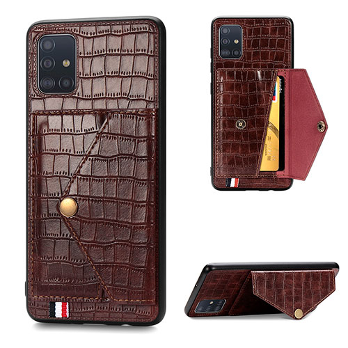 Soft Luxury Leather Snap On Case Cover S01D for Samsung Galaxy A51 5G Brown