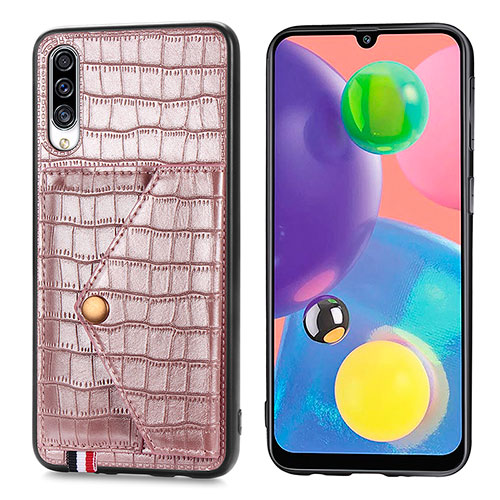 Soft Luxury Leather Snap On Case Cover S01D for Samsung Galaxy A70 Rose Gold