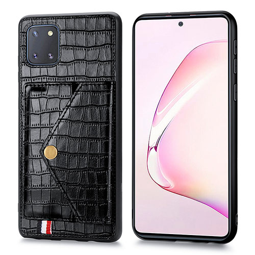 Soft Luxury Leather Snap On Case Cover S01D for Samsung Galaxy A81 Black