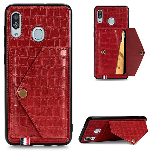 Soft Luxury Leather Snap On Case Cover S01D for Samsung Galaxy M10S Red