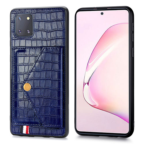 Soft Luxury Leather Snap On Case Cover S01D for Samsung Galaxy M60s Blue