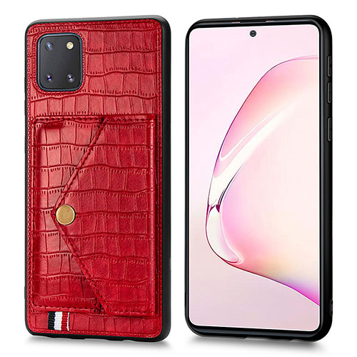 Soft Luxury Leather Snap On Case Cover S01D for Samsung Galaxy Note 10 Lite Red