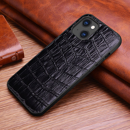 Soft Luxury Leather Snap On Case Cover S02 for Apple iPhone 15 Black