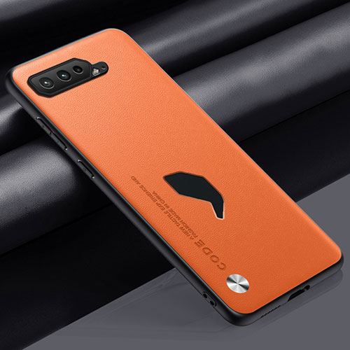 Soft Luxury Leather Snap On Case Cover S02 for Asus ROG Phone 5 Ultimate Orange