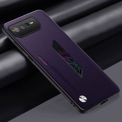 Soft Luxury Leather Snap On Case Cover S02 for Asus ROG Phone 6 Purple