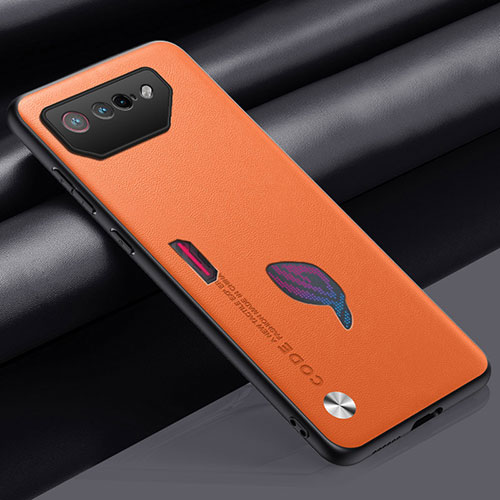 Soft Luxury Leather Snap On Case Cover S02 for Asus ROG Phone 7 Pro Orange