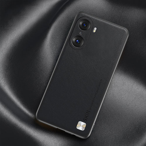 Soft Luxury Leather Snap On Case Cover S02 for Huawei Honor 60 5G Black