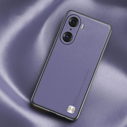 Soft Luxury Leather Snap On Case Cover S02 for Huawei Honor 60 5G Clove Purple