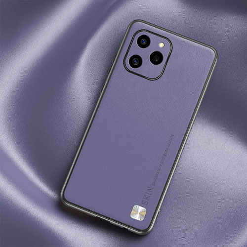 Soft Luxury Leather Snap On Case Cover S02 for Huawei Honor 60 SE 5G Clove Purple