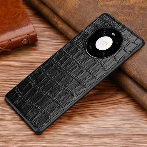 Soft Luxury Leather Snap On Case Cover S02 for Huawei Mate 40 Pro Black