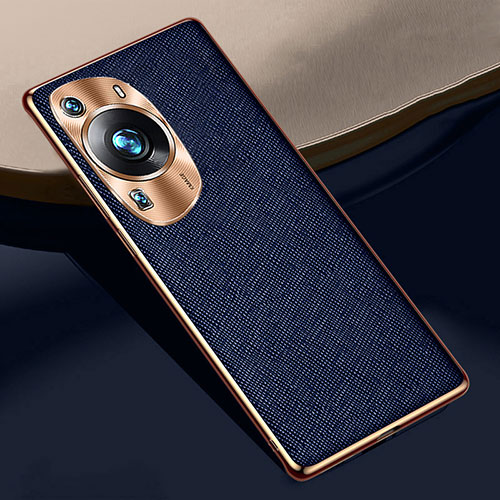 Soft Luxury Leather Snap On Case Cover S02 for Huawei P60 Blue