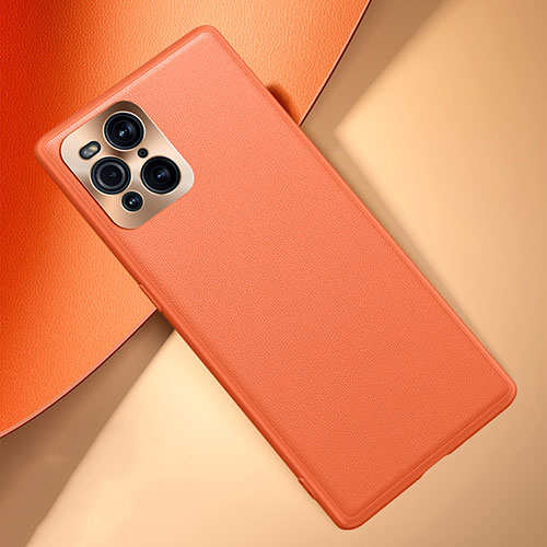 Soft Luxury Leather Snap On Case Cover S02 for Oppo Find X3 5G Orange