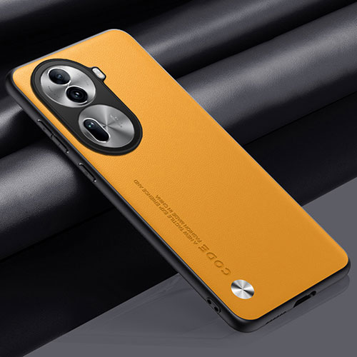 Soft Luxury Leather Snap On Case Cover S02 for Oppo Reno11 Pro 5G Yellow