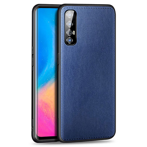 Soft Luxury Leather Snap On Case Cover S02 for Oppo Reno3 Pro Blue