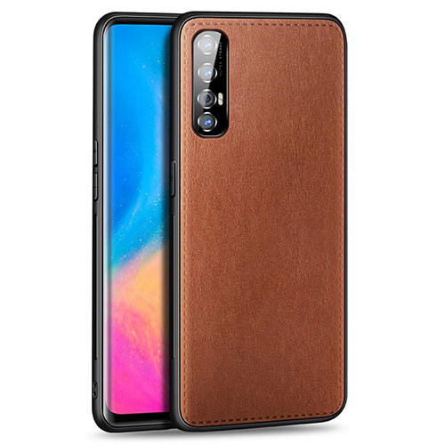 Soft Luxury Leather Snap On Case Cover S02 for Oppo Reno3 Pro Brown