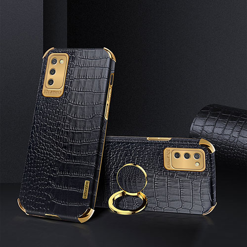 Soft Luxury Leather Snap On Case Cover S02 for Samsung Galaxy M02s Black