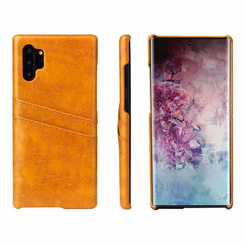 Soft Luxury Leather Snap On Case Cover S02 for Samsung Galaxy Note 10 Plus Orange