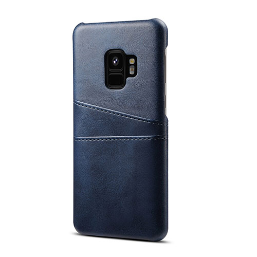 Soft Luxury Leather Snap On Case Cover S02 for Samsung Galaxy S9 Blue