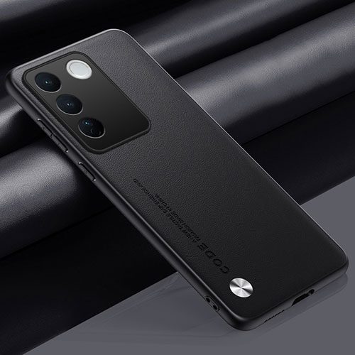 Soft Luxury Leather Snap On Case Cover S02 for Vivo V27 Pro 5G Black