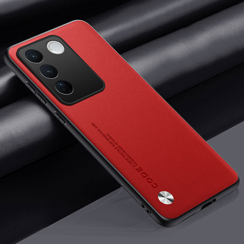 Soft Luxury Leather Snap On Case Cover S02 for Vivo V27e 5G Red
