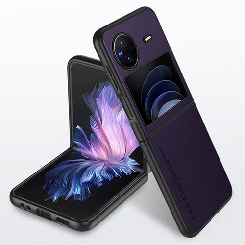 Soft Luxury Leather Snap On Case Cover S02 for Vivo X Flip 5G Purple