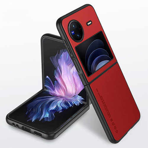 Soft Luxury Leather Snap On Case Cover S02 for Vivo X Flip 5G Red