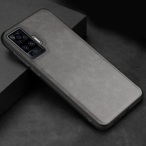 Soft Luxury Leather Snap On Case Cover S02 for Vivo X50 Pro 5G Gray