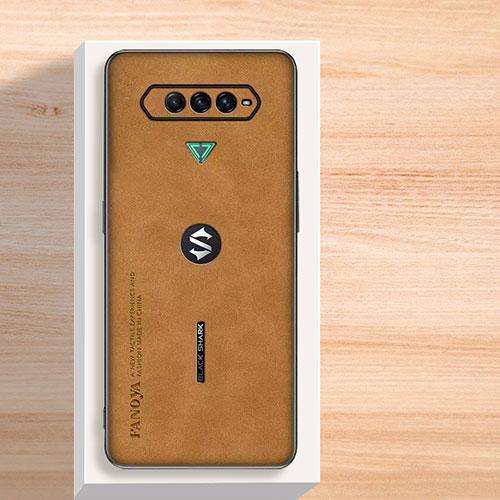 Soft Luxury Leather Snap On Case Cover S02 for Xiaomi Black Shark 4S 5G Brown