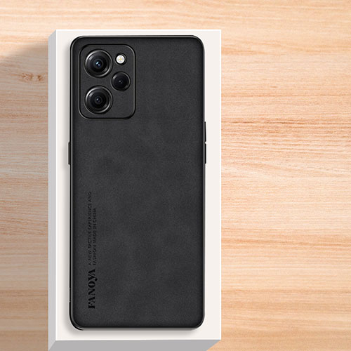 Soft Luxury Leather Snap On Case Cover S02 for Xiaomi Poco X5 Pro 5G Black