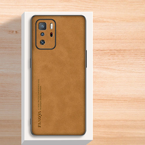 Soft Luxury Leather Snap On Case Cover S02 for Xiaomi Redmi Note 10 Pro 5G Brown