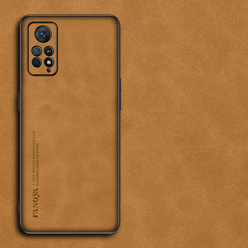 Soft Luxury Leather Snap On Case Cover S02 for Xiaomi Redmi Note 11E Pro 5G Brown