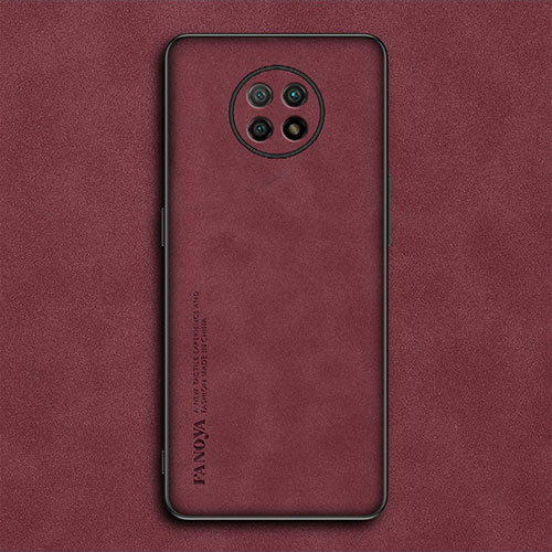 Soft Luxury Leather Snap On Case Cover S02 for Xiaomi Redmi Note 9 5G Red