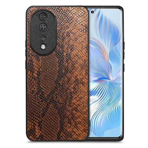 Soft Luxury Leather Snap On Case Cover S02D for Huawei Honor 80 5G Brown