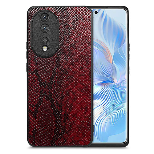 Soft Luxury Leather Snap On Case Cover S02D for Huawei Honor 80 5G Red