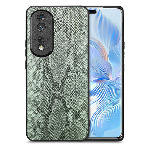 Soft Luxury Leather Snap On Case Cover S02D for Huawei Honor 80 Pro 5G Green