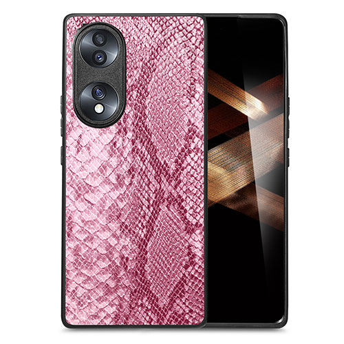 Soft Luxury Leather Snap On Case Cover S02D for Huawei Honor X7b Pink