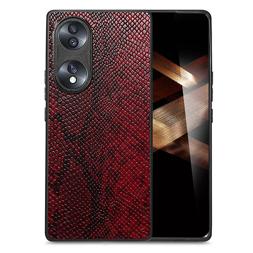 Soft Luxury Leather Snap On Case Cover S02D for Huawei Honor X7b Red