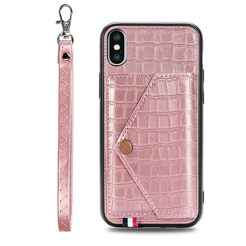 Soft Luxury Leather Snap On Case Cover S02D for Samsung Galaxy A11 Rose Gold