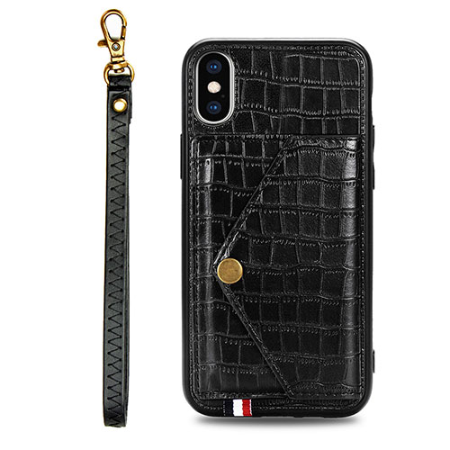 Soft Luxury Leather Snap On Case Cover S02D for Samsung Galaxy M11 Black