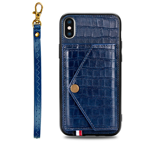 Soft Luxury Leather Snap On Case Cover S02D for Samsung Galaxy M11 Blue