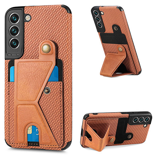 Soft Luxury Leather Snap On Case Cover S02D for Samsung Galaxy S21 Plus 5G Brown